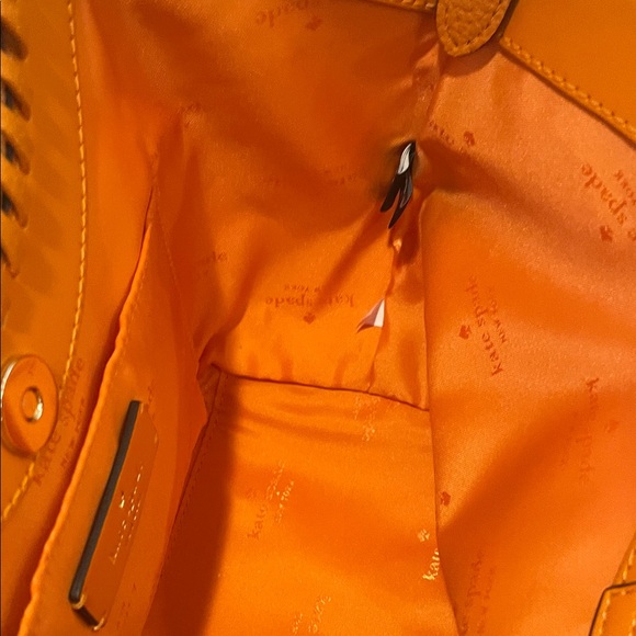 kate spade Orange Pebbled Leather Crossbody with Wiker Round Handles - Picture 8 of 9
